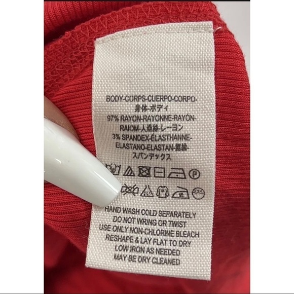 Free People Womens Sz S Red Choker Collar Turtleneck Swing Tunic Top Blouse - Picture 8 of 8